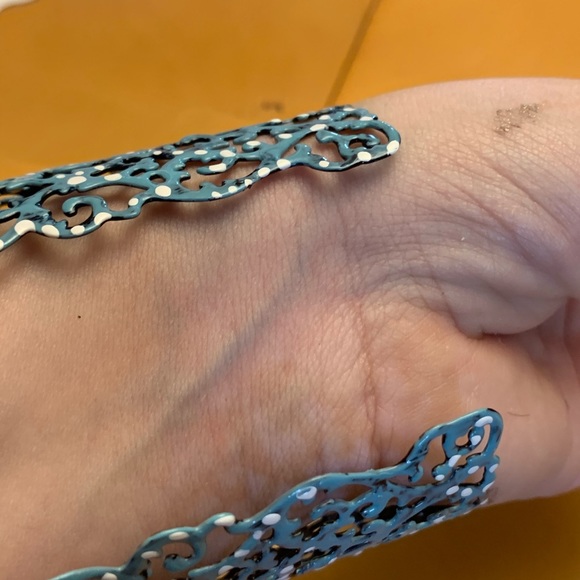 Hand painted wide cuff adjustable bracelet. - Picture 10 of 11